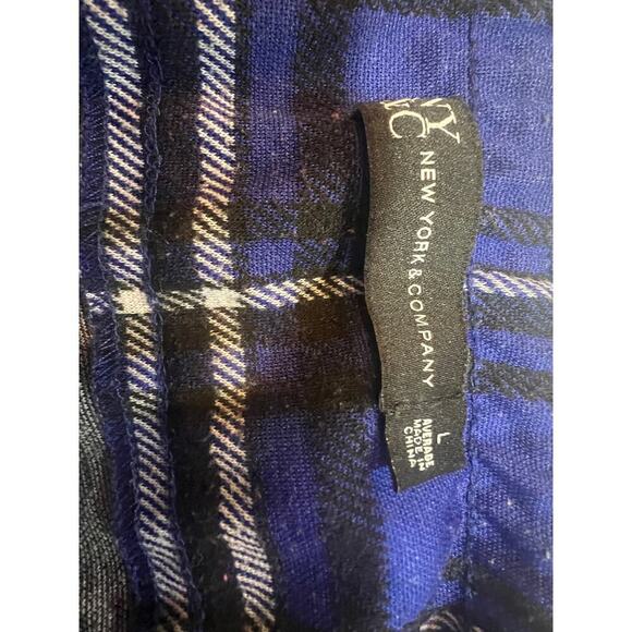 NY AND CO. WOMENS BLUE PLAID PANTS SIZE LARGE - Picture 5 of 6